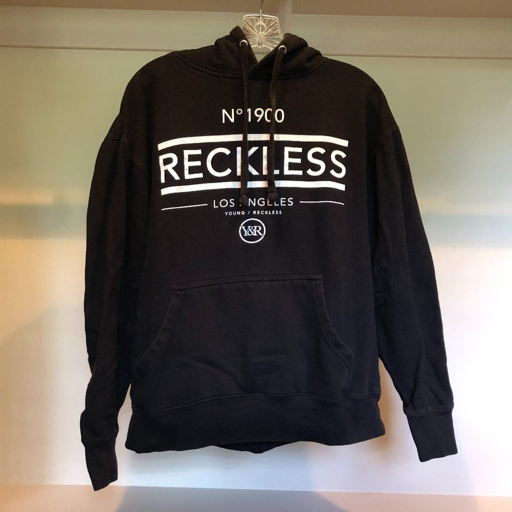 Young & Reckless Black Hoodie Sweatshirt Size Large Y&R